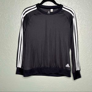 Adidas Long Sleeve 3 Stripe Black Jersey Material